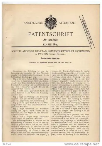 Original Patentschrift - W. et Richemond in Pantin , Seine , 1900, Rundschiebersteuerung , Dampfcylinder !!!