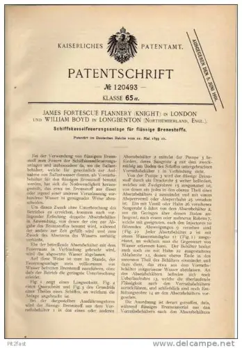 Original Patentschrift - W. Boyd in Longbenton und London , 1899 , Feuerung für Schiffe , Boat !!!