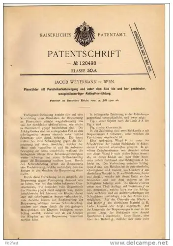 Original Patentschrift - J. Weyermann in Bern , 1900, Plansichter  !!!