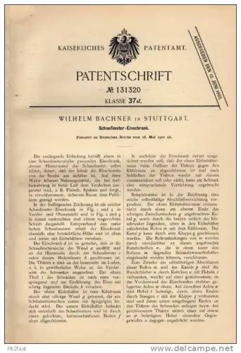 Original Patentschrift - W. Bachner in Stuttgart ,1901, Schaufenster - Eisschrank !!!