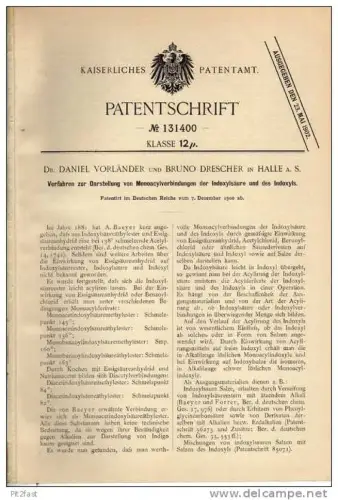 Original Patentschrift - B. Drescher in Halle a. Saale , 1900 ,Chemie , Säureverbindungen !!!