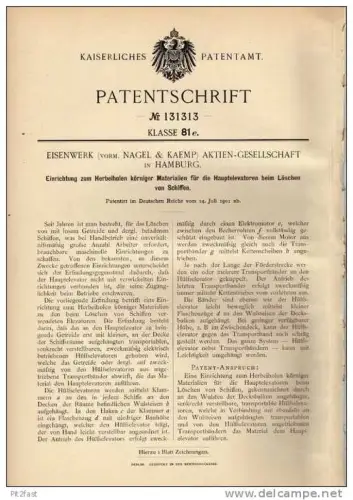 Original Patentschrift - Eisenwerk AG in Hamburg ,1901, Löscheinrichtung für Schiffe , Feuerwehr !!!