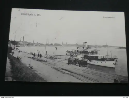 Uerdingen a. Rhein b. Krefeld , ca. 1910 , Rheinpartie mit Schiff , Ansichtskarte ,  AK , CPA !!