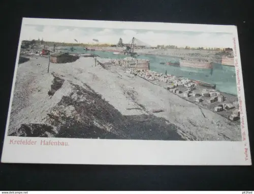Hafenbau in Krefeld , ca. 1905 , Hafen , Werft , Schiffe , Ansichtskarte ,  AK , CPA !!