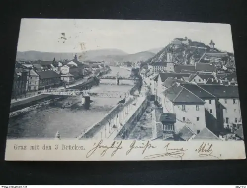 Graz - mit 3 Brücken , 1905 , Ansichtskarte ,  AK , CPA !!