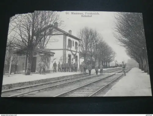 Saint-Masmes , 1916 , Bahnhof ,  Eisenbahn , Ansichtskarte ,  AK , CPA !!