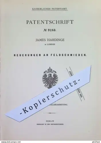 original Patent - James Hardinge , London , England | 1879 | Feldschmiede | Schmiede , Schmiedeherd , Eisen , Schmied