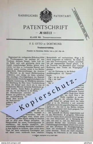 original Patent - F. E. Otto , Dortmund | 1891 | Trockenvorrichtung | Trockenapparat , Gebläse , Lüftung | Bier