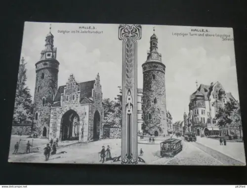 Halle a.d. Saale , ca. 1910 , Turm und Tor ,  Ansichtskarte ,  AK , CPA !!