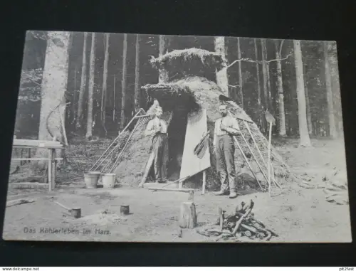Köhlerleben im Harz , 1905 , Stolberg / Südharz , Köhler , Ansichtskarte ,  AK , CPA !!