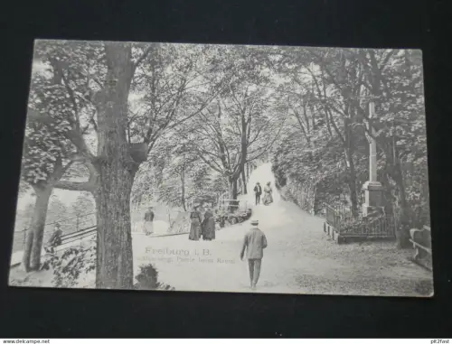 Freiburg i. Br. , 1907 , Schlossberg - Partie am Kreuz , Ansichtskarte , AK , CPA !!