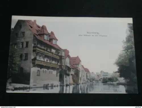 Nürnberg - alte Häuser an der Pegnitz  , ca. 1910 , Ansichtskarte , AK , CPA !!