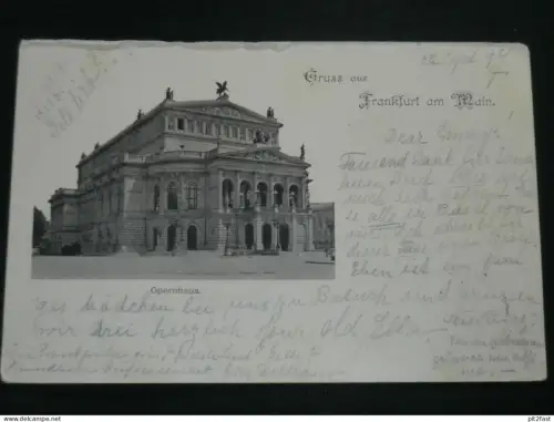 Frankfurt a. Main - Opernhaus , 1897 , nach Basel , Ansichtskarte , AK , CPA !!