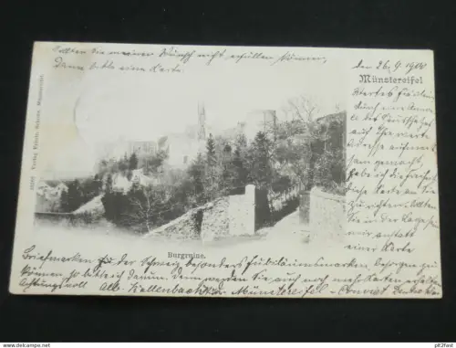 Münstereifel - Burgruine , 1900 , nach Hotel Linth-Escher in Zürich , Ansichtskarte , AK , CPA !!