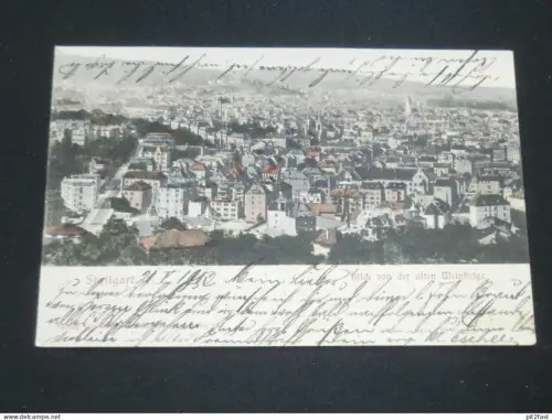 Stuttgart - Blick von der alten Weinsteige , 1903 , Panorama , Ansichtskarte , AK , CPA !!