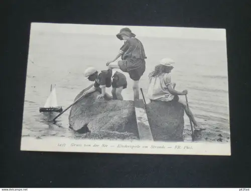 Brunshaupten i. Mecklenburg , 1912 , Kinderspiele am Strand m, Kinder , Kind , Spiele ,  Ansichtskarte , CPA , AK !!