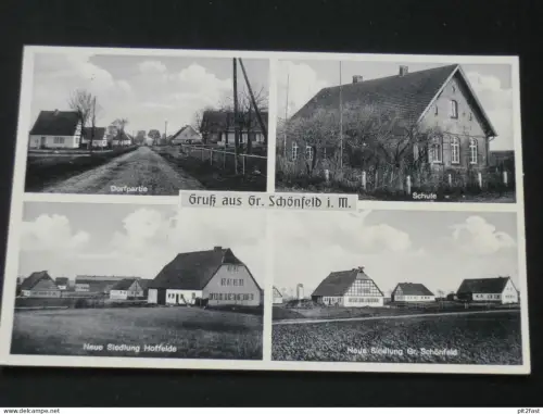 Groß Schönfeld b. Blankensee i. Mecklenburg , ca. 1935 , Schule , Schankwirtschaft Tiedt , Ansichtskarte , CPA , AK !!