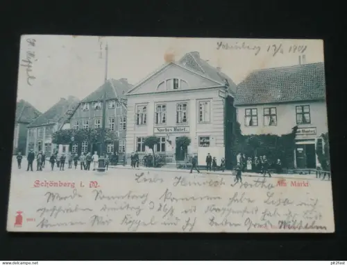 Schönberg i. Mecklenburg b. Dassow , 1901 , Spehrs Hotel , Am Markt ,  Ansichtskarte , CPA , AK