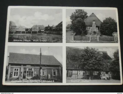 Vielank i. Mecklenburg b. Dömitz - Malliß ,1935 , Kaufhaus Gehrke , Gasthof Steffen , Denkmal , Ansichtskarte , AK , CPA