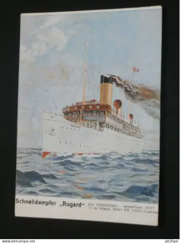 Schnelldampfer "Rugard" , 1927 , Rügen , Stempel !! Dampfer , Schiff , Schiffe , Ansichtskarte , AK , CPA