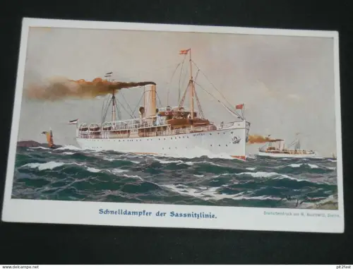 Schnelldampfer - Sassnitz Linie , ca. 1940 , Stettin , Dampfer , Schiff , Schiffe , Ansichtskarte , AK , CPA !!