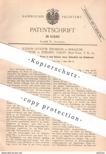 original Patent - Judson Levator Thomson , Syracuse | John Hunter , Sterling Valley , New York , USA | Schuhe nieten !!