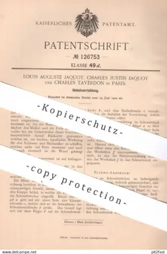 original Patent - Louis Auguste & Charles Justin Jaquot , Charles Taverdon , Paris , Frankreich | 1900 | Hobel | Metall