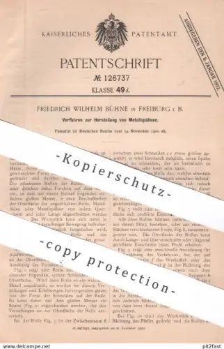 original Patent - Friedrich Wilhelm Bühne , Freiburg / Bayern , 1900 , Metallspäne herstellen | Metall , Fräse , Stahl !