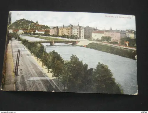 Graz - Stadtkai mit Schlossberg , 1907 ,  Ansichtskarte , AK , CPA !!