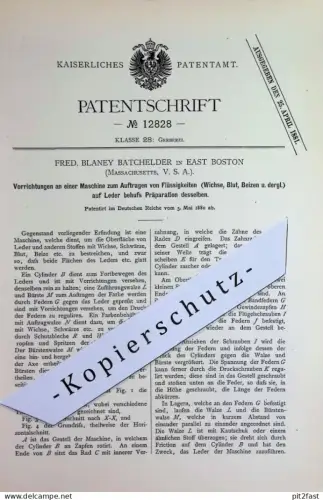 original Patent - Fred. Blaney Batchelder , Boston , Massachusetts , USA | 1880 | Präparation von Leder | Gerber Gerben