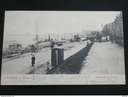 Uerdingen a. Rhein b. Krefeld , 1912 , Rheinwerft mit Hafen , Ansichtskarte , CPA , AK  !!