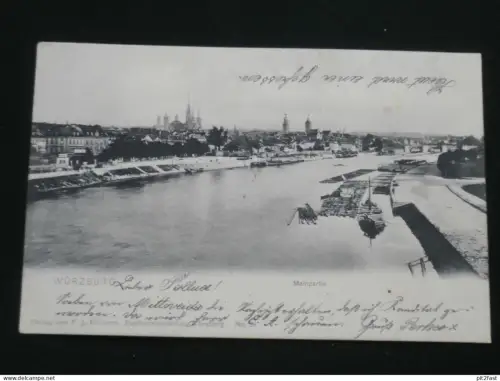 Würzburg - Mainpartie , ca. 1910 , nach Peickersdorf b. Peterswaldau , Ansichtskarte , CPA , AK  !!
