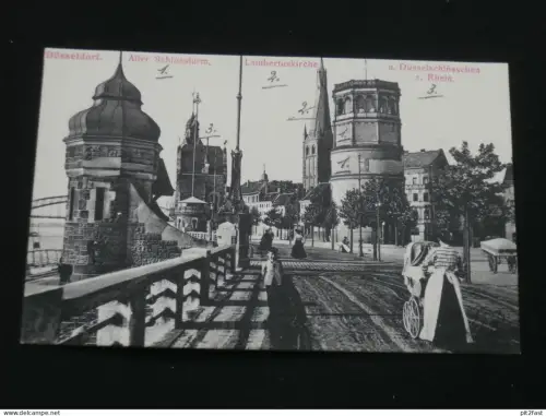 Düsseldorf - Schlossturm und Lambertuskirche , ca. 1910 , Ansichtskarte , CPA , AK  !!
