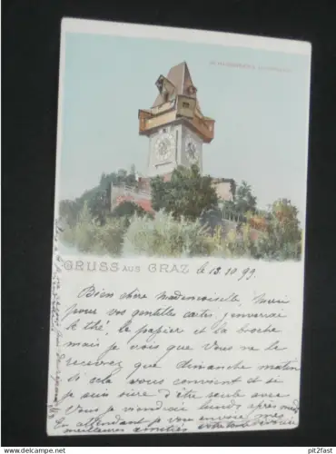 Gruss aus Graz - Schlossberg mit Uhrthurm , 1899 , nach Deutsch Feistritz ,  Peggau , Ansichtskarte , AK , CPA !!