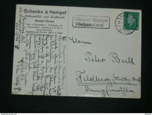 Bobermühle und Kraftwerk - Schenke & Hempel in Nieder-Gorpe / Gorzupia Dolna b. Lebus , Sagan , Feldberg , Ganzsache !!!