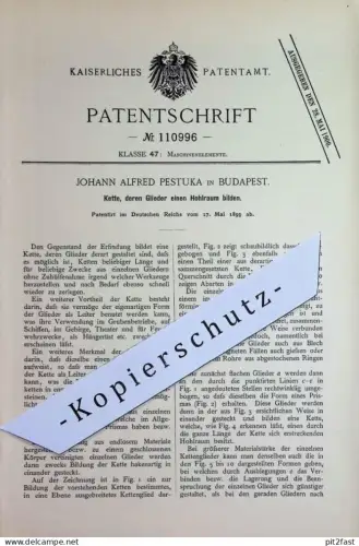 original Patent - Johann Alfred Pestuka , Budapest Ungarn | 1899 | Kette mit Hohlraum - Glieder | Gliederkette , Ketten