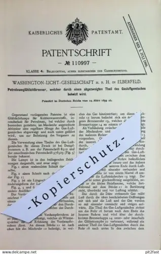 original Patent - Washington Licht GmbH , Elberfeld | 1899 | Petroleum - Glühlichtbrenner | Brenner | Gas , Gasgemisch