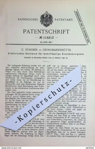 original Patent - C. Stahmer , Georgmarienhütte | 1897 | Elektrisches Stellwerk für Eisenbahnsignale | Eisenbahn Signal
