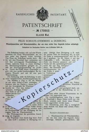 original Patent -  Felix Schulte Stemmerk , Duisburg | Waschmaschine mit Wäschebehälter | Wäsche waschen , Reinigung
