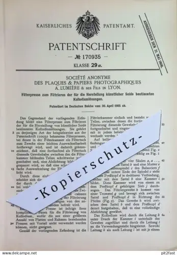 original Patent - Société Anonyme des Plaques & Papiers Photographiques A. Lumière & ses Fils , Lyon Frankreich | Presse