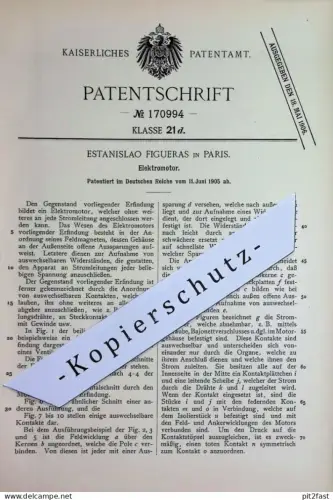 original Patent - Estanislao Figueras , Paris , Frankreich | 1905 | Elektromotor | Motor , Motoren | Strom , Magnet !!
