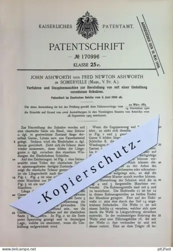 original Patent - John Ashworth , Fred Newton Ashworth , Somerville Massachusetts , USA | 1904 | Umspinnmaschine | Garn