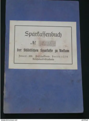 altes Sparbuch - Anklam i. Mecklenburg , 1940 - 1945 , Richard Lange , Sparkasse , Bank !!