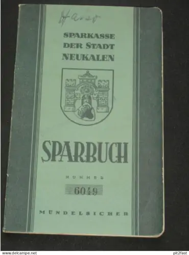 altes Sparbuch - Neukalen i. Mecklenburg , 1941 - 1946 , Hasso Scheuermann in Dargun , Sparkasse , Bank