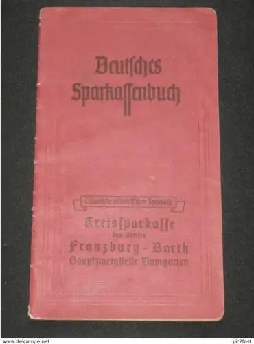 altes Sparbuch - Ribnitz Damgarten i. Mecklenburg , 1942 - 1.Mai 1945 ,Edith Kaminski , Franzburg Barth Sparkasse , Bank