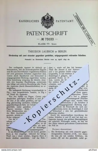 original Patent - Theodor Laubsch , Berlin | 1893 | Stroboskop | Blitzgerät , Lichtblitzgerät , Licht , Lampe , Sport