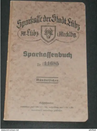 altes Sparbuch - Lübz i. Mecklenburg , 1941 - 1946 , Gerda Dunker , Sparkasse , Bank !!