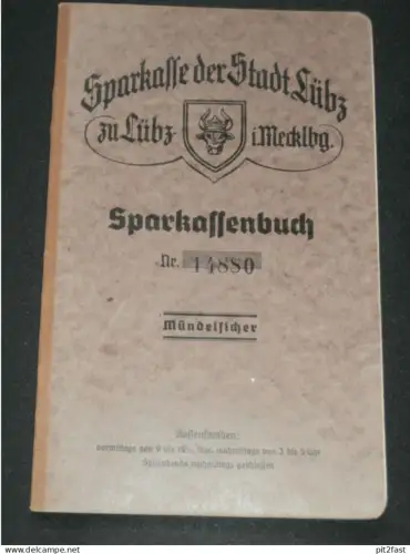 altes Sparbuch Benzin bei Lübz i. Mecklenburg , Januar 1945 - 1948 , Werner Wolff , Sparkasse , Bank !!