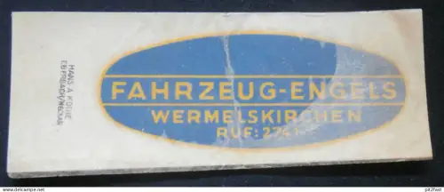 alter Wasserabzieher / Aufkleber - Fahrzeug-Engels in Wermelskirchen , Werkstatt , Autohaus - Reklame Werbung