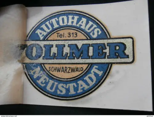 alter Wasserabzieher / Aufkleber - Vollmer in Neustadt i. Schwarzwald , Titisee , Werkstatt , Autohaus - Reklame Werbung